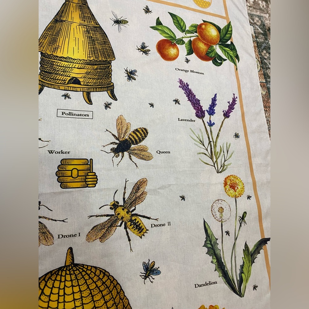 Illustrated Bee and Herb Fabric Tapestry - Picture 6 of 8
